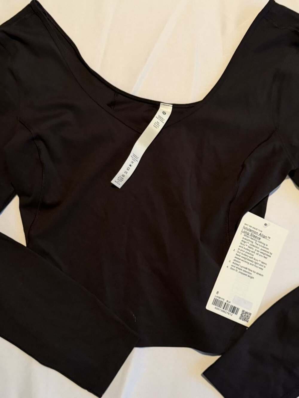 Lululemon Align™ Long Sleeve Crop Top Black Size 8 NWT Nulu Yoga